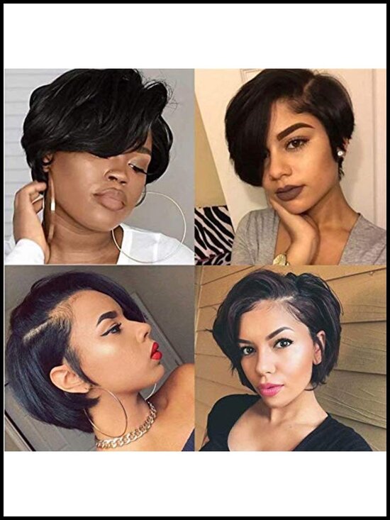 Short Pixie Cut Bob Wig Lace Front Human Hair Glueless Pre Plucked 150% Density